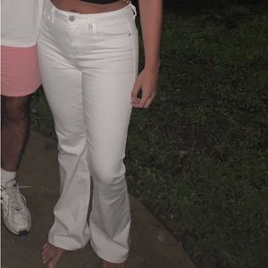 White flared jeans